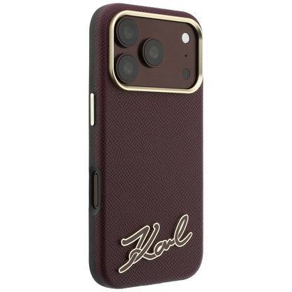 MagSafe-deksel for Apple iPhone 18 Pro / 17 Pro, Karl Lagerfeld, Kornet Harpiks Signaturlogo, Burgunder