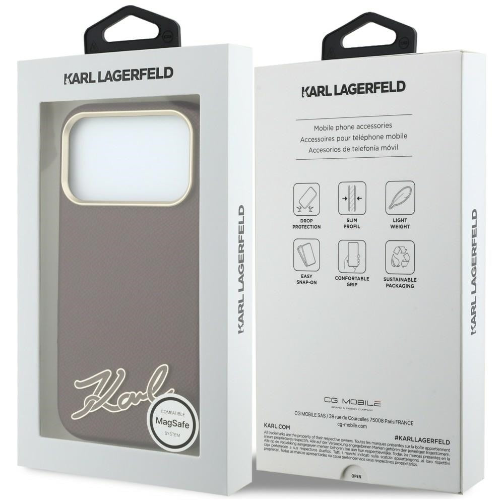 MagSafe-deksel for Apple iPhone 18 Pro / 17 Pro, Karl Lagerfeld, Kornet Harpiks Signaturlogo, Burgunder