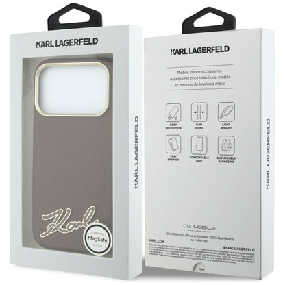 MagSafe-deksel for Apple iPhone 18 Pro / 17 Pro, Karl Lagerfeld, Kornet Harpiks Signaturlogo, Burgunder