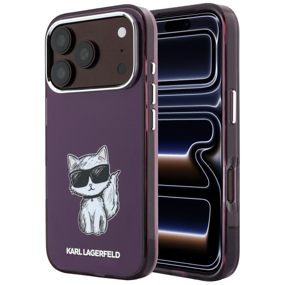 MagSafe-deksel for Apple iPhone 18 Pro / 17 Pro, Karl Lagerfeld, HC IML Choupette Body Sketch Print, Burgunder