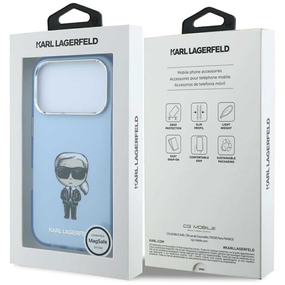 MagSafe-deksel for Apple iPhone 18 Pro / 17 Pro, Karl Lagerfeld, HC IML Ikonik Sketch Print, Blå