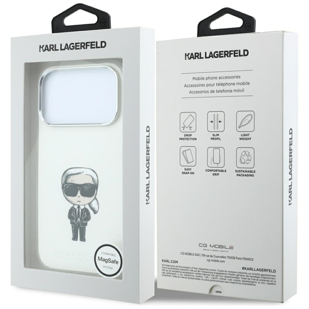 MagSafe-deksel for Apple iPhone 18 Pro / 17 Pro, Karl Lagerfeld, HC IML Ikonik Sketch Print, Beige