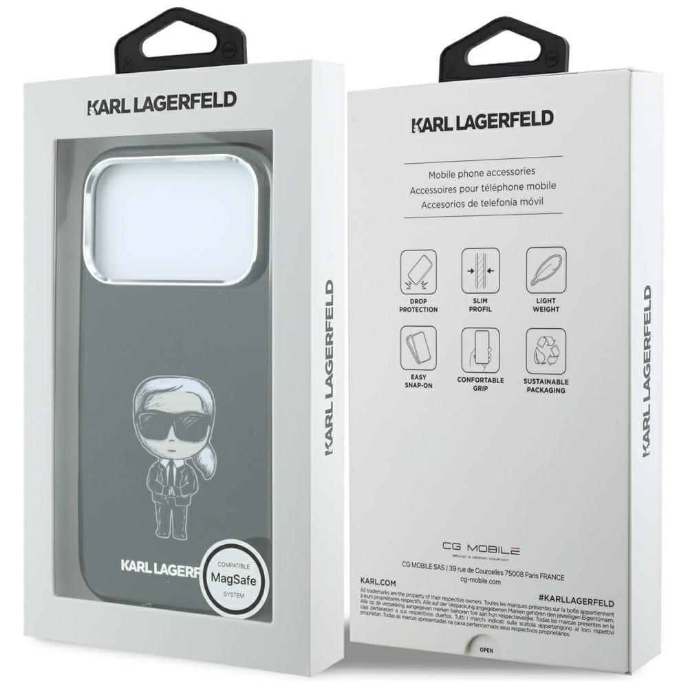 MagSafe-deksel for Apple iPhone 18 Pro / 17 Pro, Karl Lagerfeld, HC IML Ikonik Sketch Print, Svart