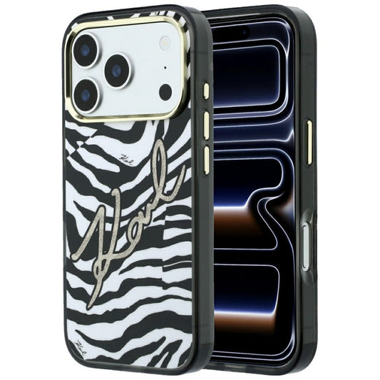 MagSafe-deksel for Apple iPhone 18 Pro / 17 Pro, Karl Lagerfeld, HC IML Signature Zebra Glitter Gold, Svart