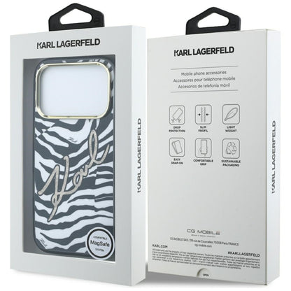MagSafe-deksel for Apple iPhone 18 Pro / 17 Pro, Karl Lagerfeld, HC IML Signature Zebra Glitter Gold, Svart