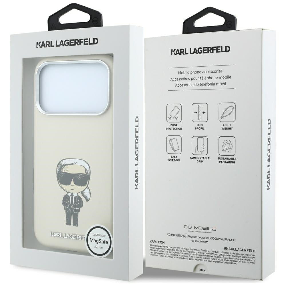 MagSafe-deksel for Apple iPhone 18 Pro / 17 Pro, Karl Lagerfeld, Ikonik Sketch, Beige