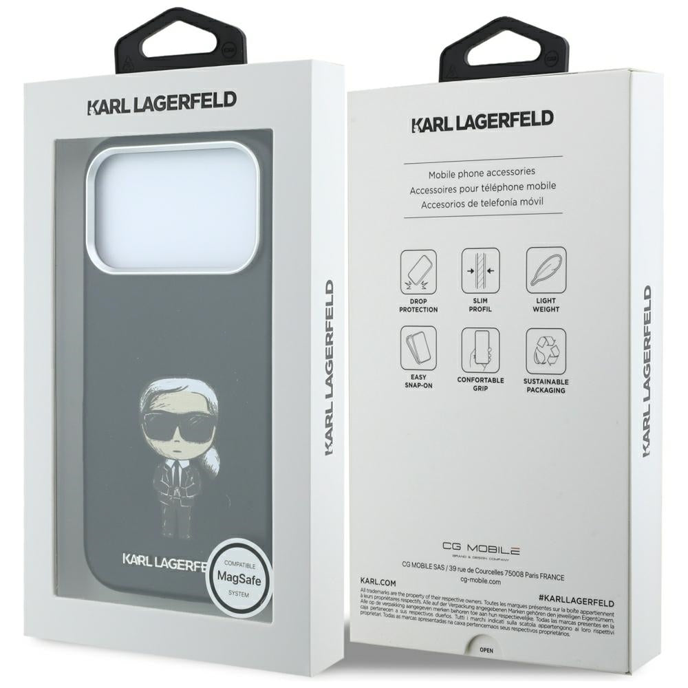 MagSafe-deksel for Apple iPhone 18 Pro / 17 Pro, Karl Lagerfeld, Ikonik Sketch, Svart