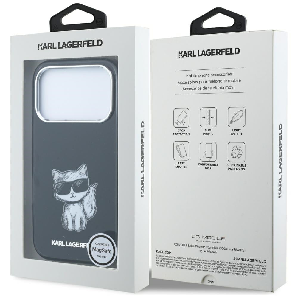 MagSafe-deksel for Apple iPhone 18 Pro / 17 Pro, Karl Lagerfeld, IML Choupette Body Sketch Print, Svart