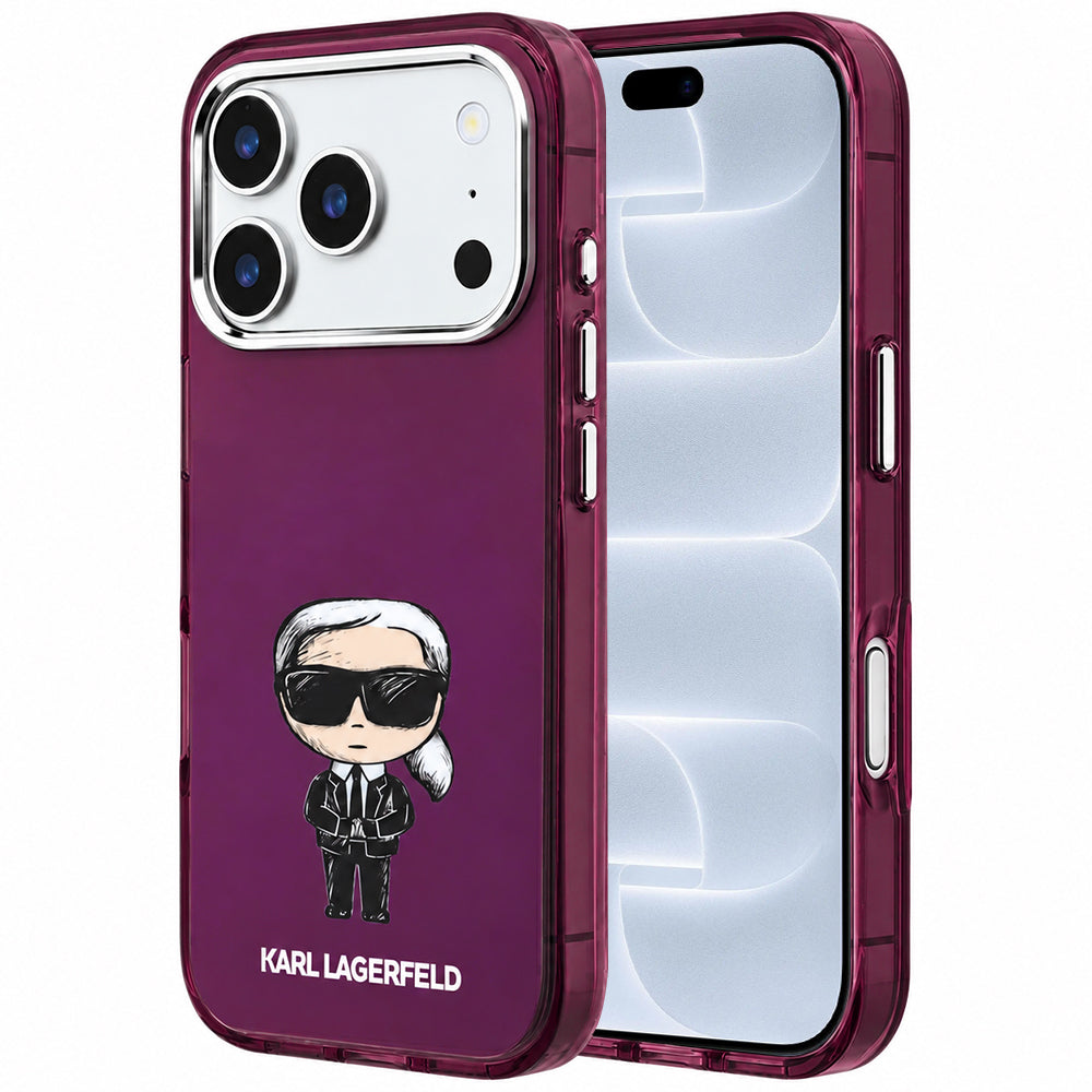 MagSafe-deksel til Apple iPhone 18 Pro / 17 Pro, Karl Lagerfeld, HC IML Ikonik Sketch Print, burgunderrød