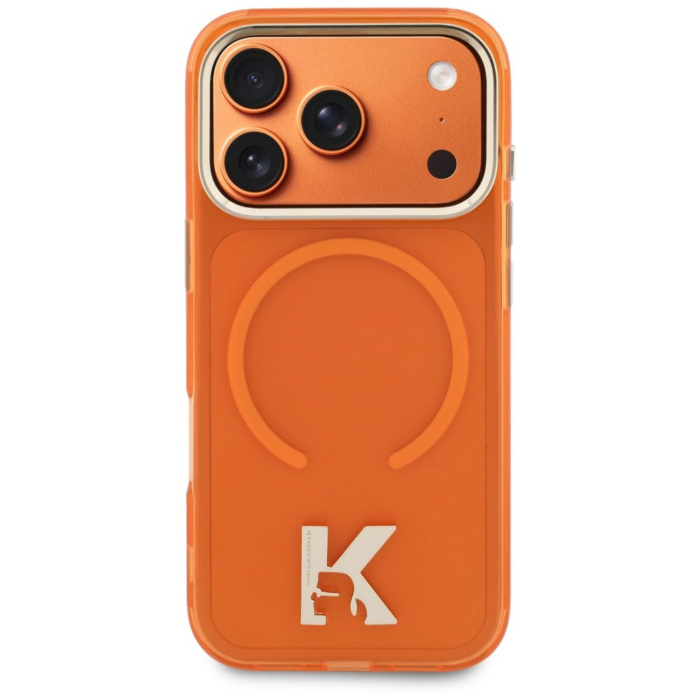 MagSafe-deksel til Apple iPhone 18 Pro / 17 Pro, Karl Lagerfeld, IML Karl Head-logo, oransje