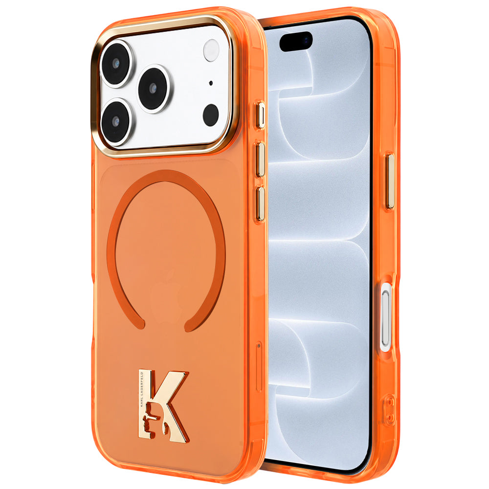 MagSafe-deksel til Apple iPhone 18 Pro / 17 Pro, Karl Lagerfeld, IML Karl Head-logo, oransje