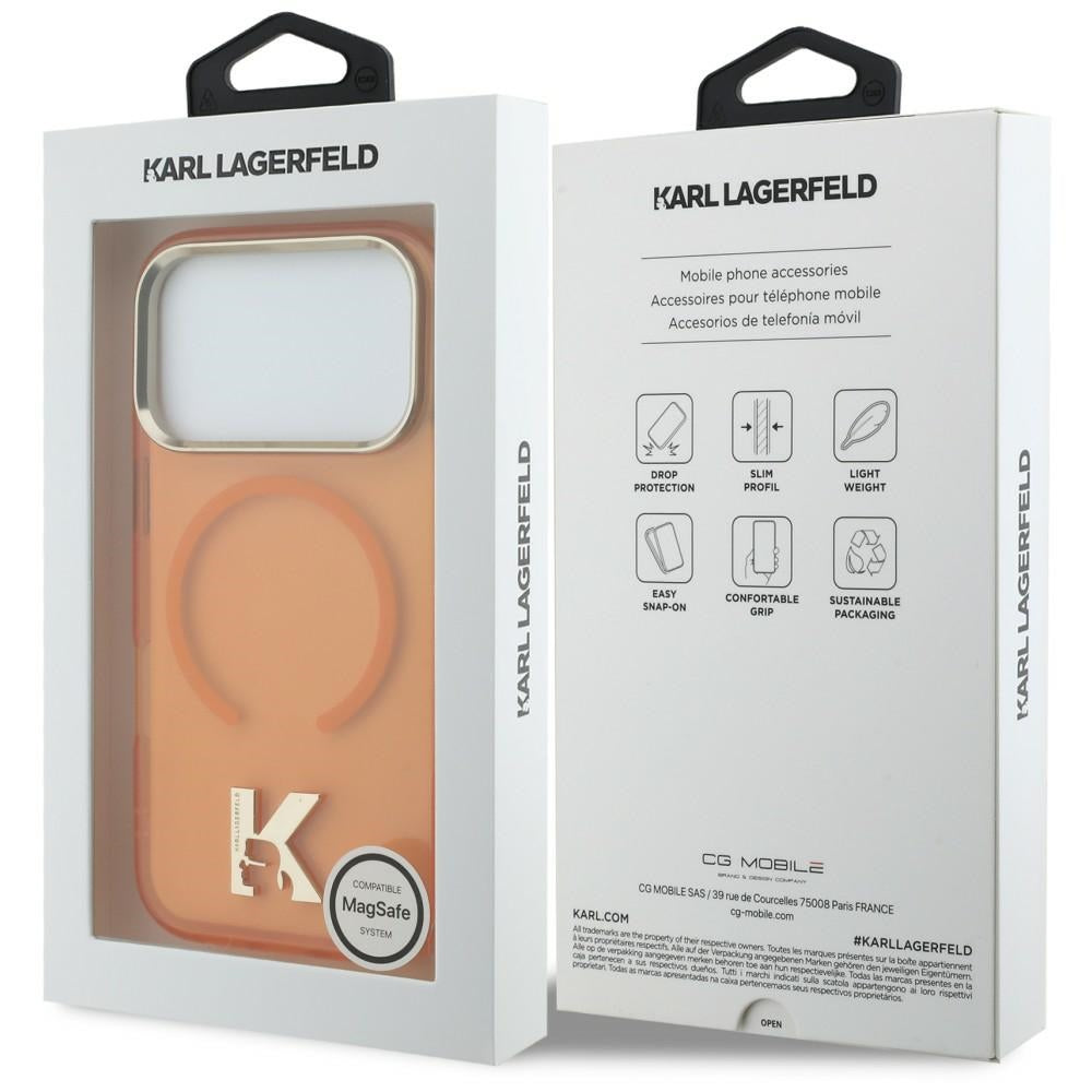 MagSafe-deksel til Apple iPhone 18 Pro / 17 Pro, Karl Lagerfeld, IML Karl Head-logo, oransje