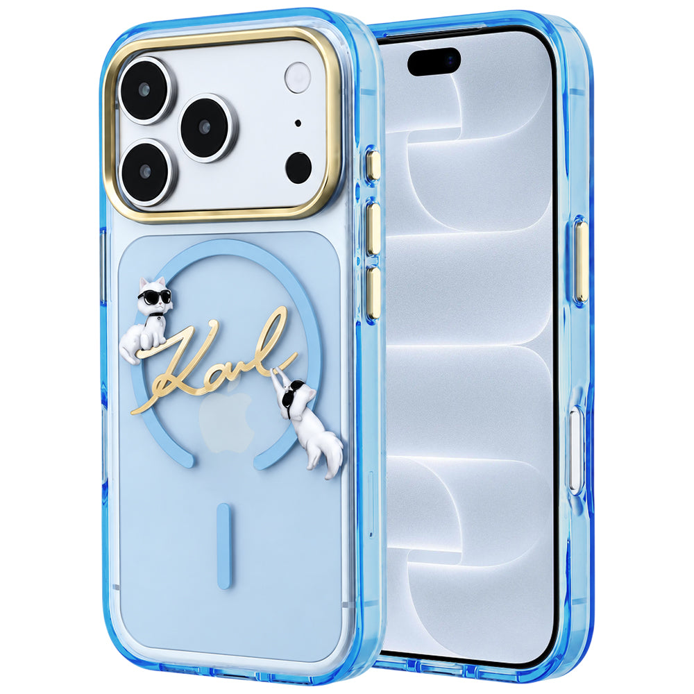MagSafe-deksel for Apple iPhone 18 Pro / 17 Pro, Karl Lagerfeld, IML Karl Script Logo, Bleu