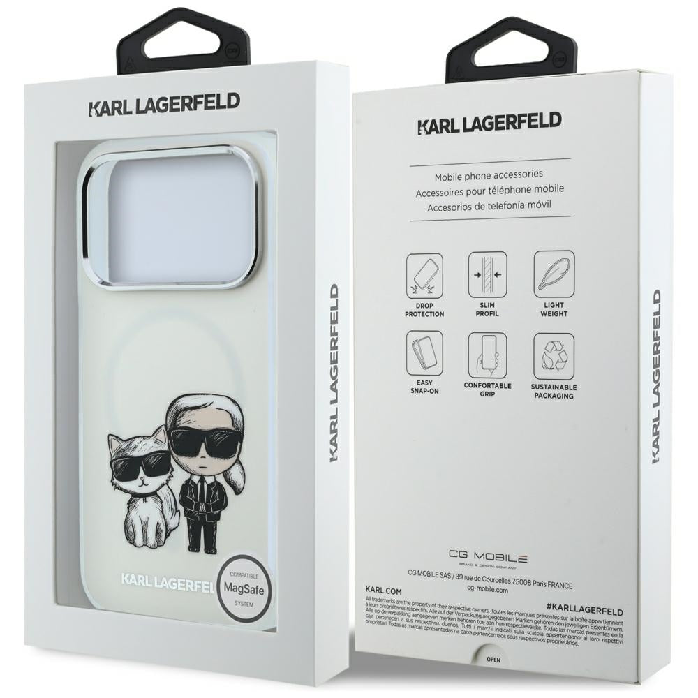 MagSafe-deksel for Apple iPhone 18 Pro / 17 Pro, Karl Lagerfeld, IML KC Bodies Sketch Print, Beige
