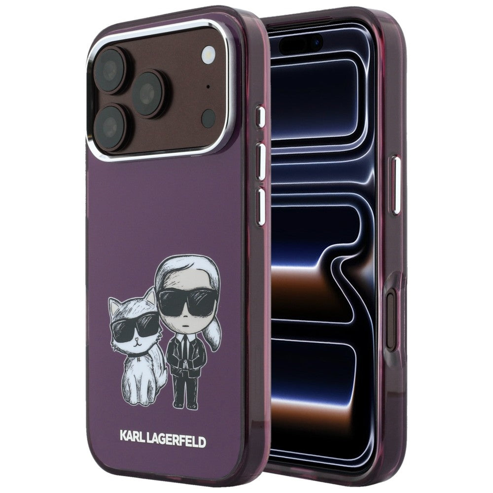 MagSafe-deksel for Apple iPhone 18 Pro / 17 Pro, Karl Lagerfeld, IML KC Bodies Sketch Print, Burgunder