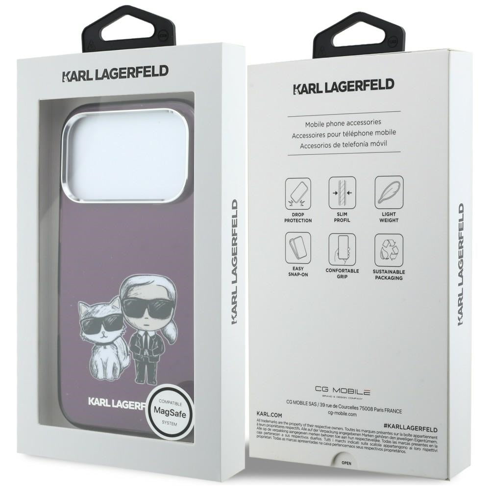 MagSafe-deksel for Apple iPhone 18 Pro / 17 Pro, Karl Lagerfeld, IML KC Bodies Sketch Print, Burgunder