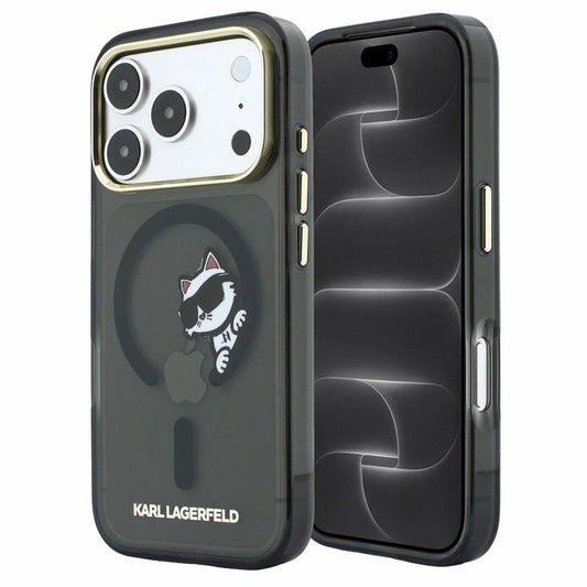 MagSafe-deksel for Apple iPhone 18 Pro / 17 Pro, Karl Lagerfeld, IML Peekaboo Print og metallramme, svart