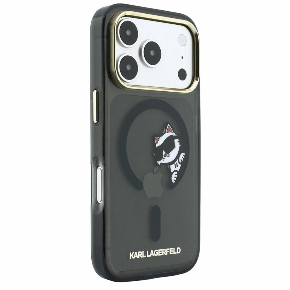 MagSafe-deksel for Apple iPhone 18 Pro / 17 Pro, Karl Lagerfeld, IML Peekaboo Print og metallramme, svart