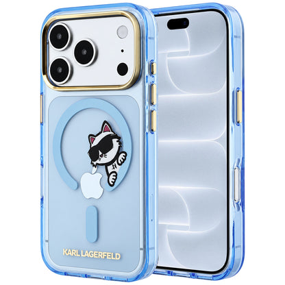 MagSafe-deksel for Apple iPhone 18 Pro / 17 Pro, Karl Lagerfeld, IML Peekaboo Print Metallramme, Blå