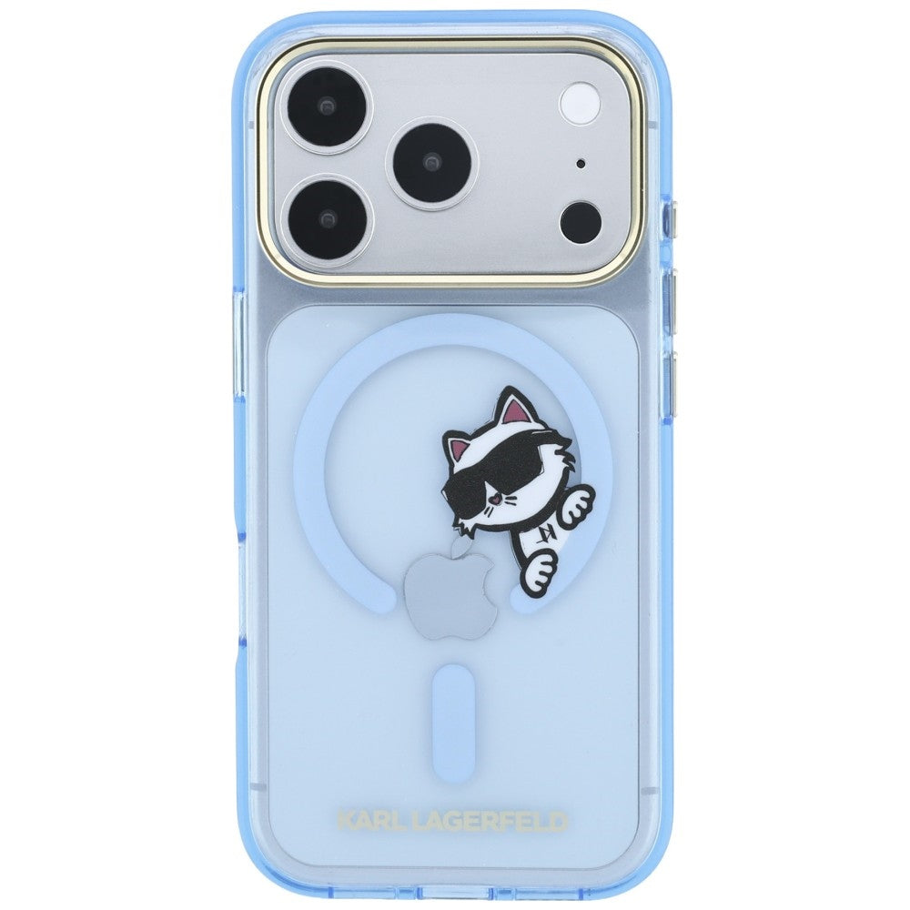 MagSafe-deksel for Apple iPhone 18 Pro / 17 Pro, Karl Lagerfeld, IML Peekaboo Print Metallramme, Blå