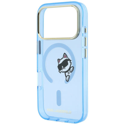 MagSafe-deksel for Apple iPhone 18 Pro / 17 Pro, Karl Lagerfeld, IML Peekaboo Print Metallramme, Blå