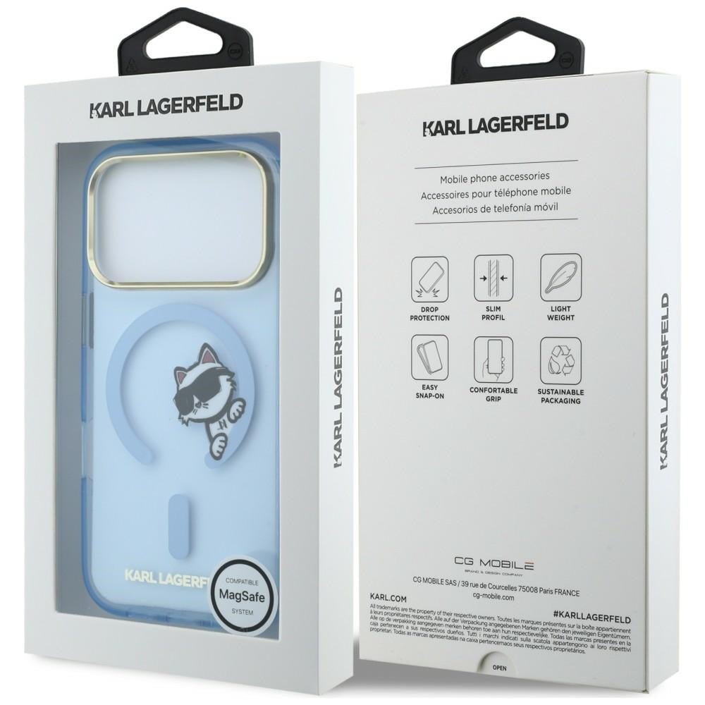 MagSafe-deksel for Apple iPhone 18 Pro / 17 Pro, Karl Lagerfeld, IML Peekaboo Print Metallramme, Blå