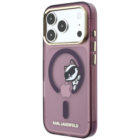MagSafe-deksel til Apple iPhone 18 Pro / 17 Pro, Karl Lagerfeld, IML Peekaboo Print and Metal Frame, burgunderrød