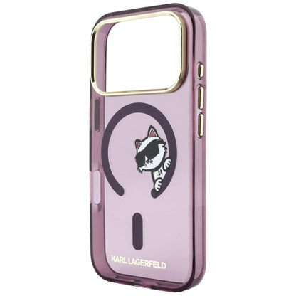 MagSafe-deksel til Apple iPhone 18 Pro / 17 Pro, Karl Lagerfeld, IML Peekaboo Print and Metal Frame, burgunderrød