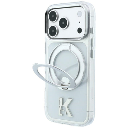 MagSafe-deksel for Apple iPhone 18 Pro / 17 Pro, Karl Lagerfeld, IML Ring Stand Kameo Metal, Transparent