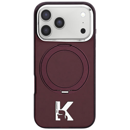MagSafe-deksel for Apple iPhone 18 Pro / 17 Pro, Karl Lagerfeld, IML Ring Stand Kameo Metal, Burgunder