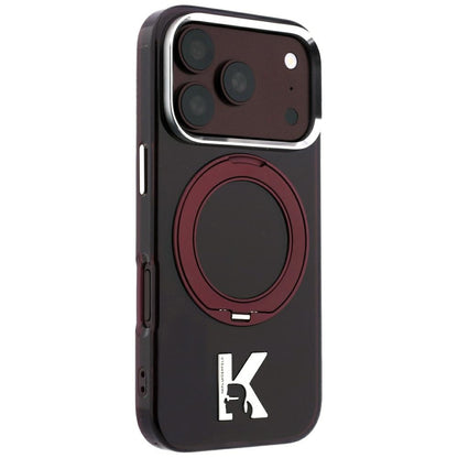 MagSafe-deksel for Apple iPhone 18 Pro / 17 Pro, Karl Lagerfeld, IML Ring Stand Kameo Metal, Burgunder