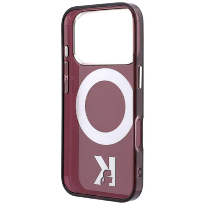 MagSafe-deksel for Apple iPhone 18 Pro / 17 Pro, Karl Lagerfeld, IML Ring Stand Kameo Metal, Burgunder