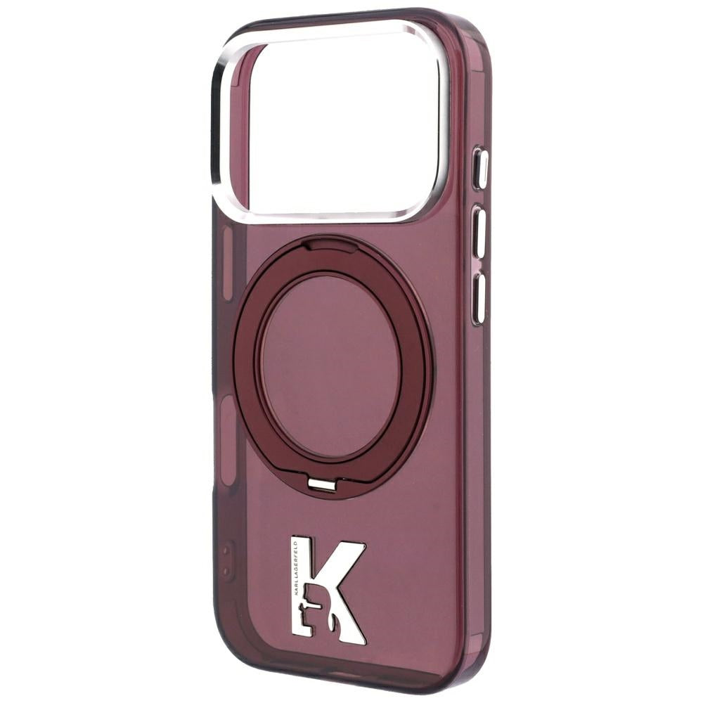 MagSafe-deksel for Apple iPhone 18 Pro / 17 Pro, Karl Lagerfeld, IML Ring Stand Kameo Metal, Burgunder