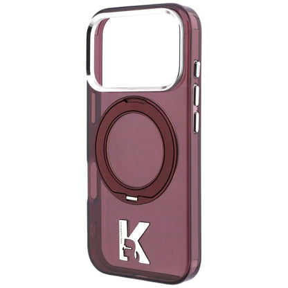 MagSafe-deksel for Apple iPhone 18 Pro / 17 Pro, Karl Lagerfeld, IML Ring Stand Kameo Metal, Burgunder