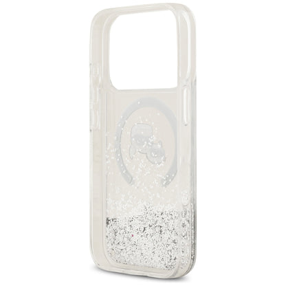 MagSafe-deksel for Apple iPhone 18 Pro / 17 Pro, Karl Lagerfeld, Liquid Glitter Karl & Choupette Head's, Transparent