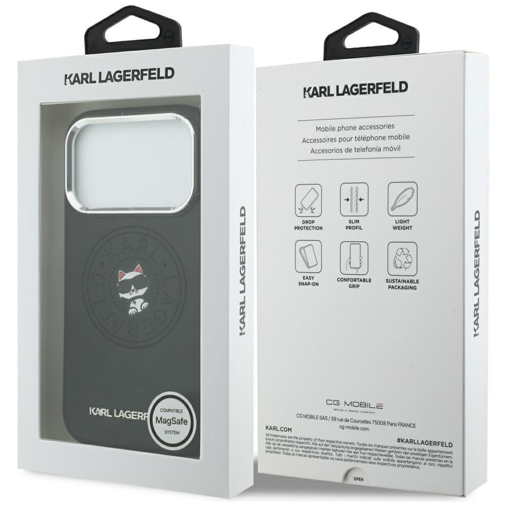 MagSafe-deksel for Apple iPhone 18 Pro / 17 Pro, Karl Lagerfeld, Point and Choupette Sketch, svart