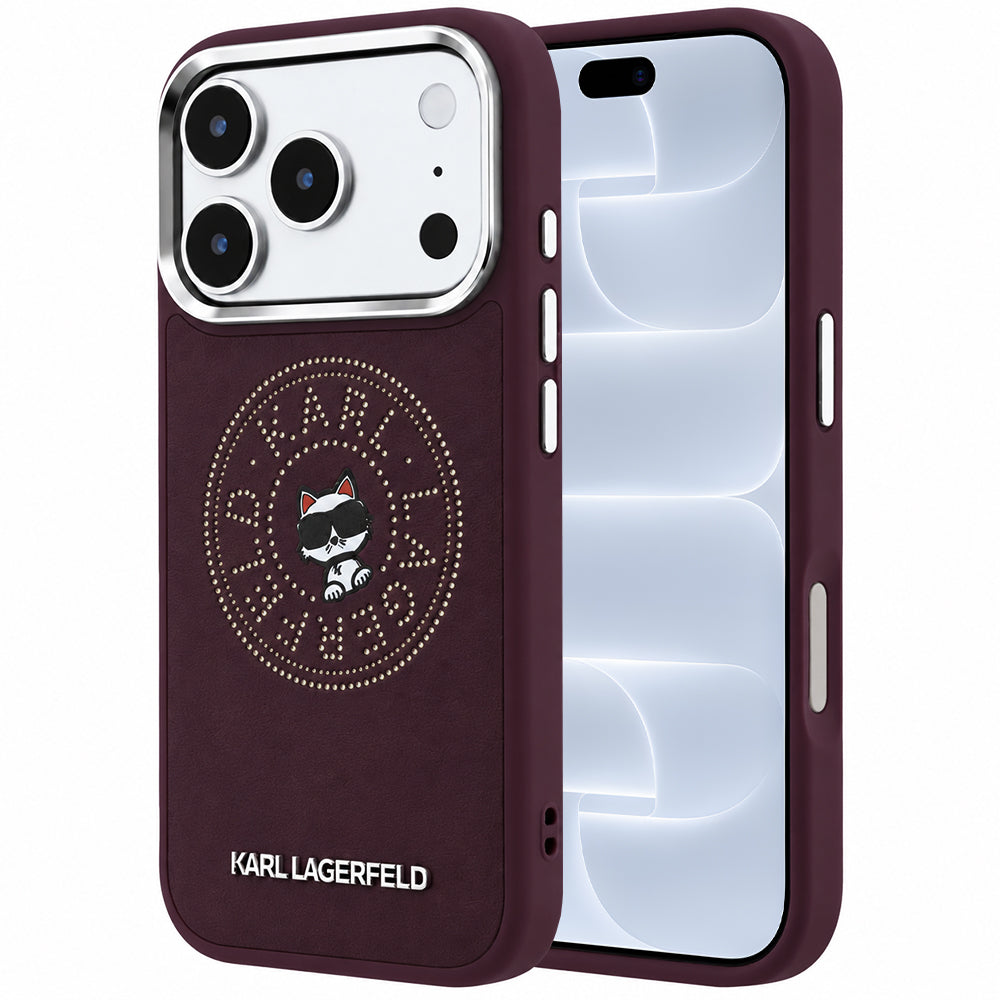 MagSafe-deksel for Apple iPhone 18 Pro / 17 Pro, Karl Lagerfeld, Point and Choupette Sketch, Burgunder