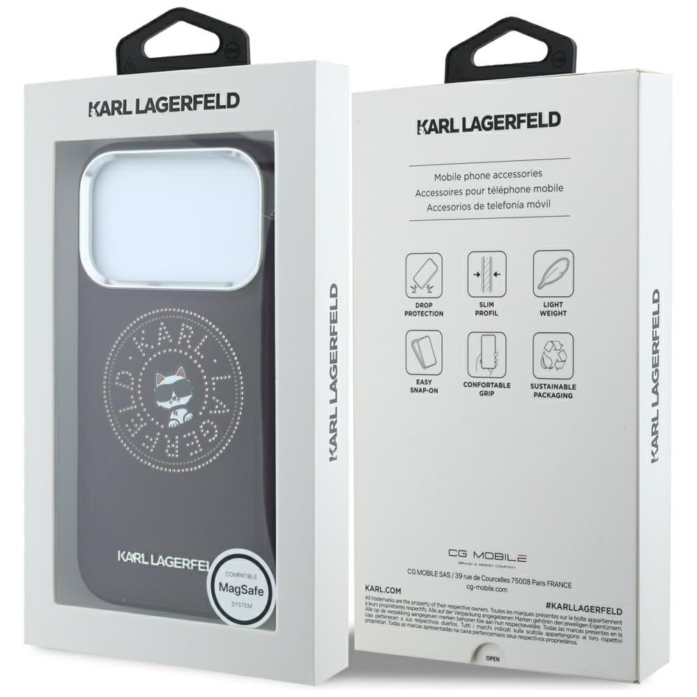 MagSafe-deksel for Apple iPhone 18 Pro / 17 Pro, Karl Lagerfeld, Point and Choupette Sketch, Burgunder