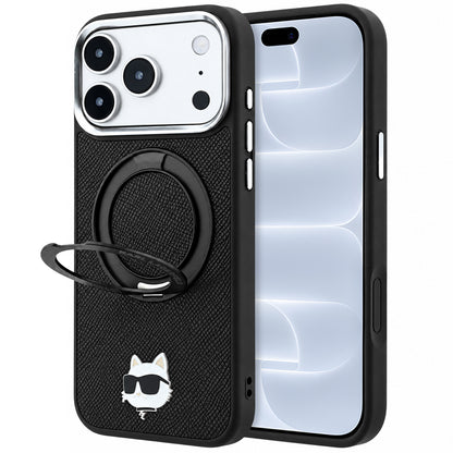 MagSafe-deksel for Apple iPhone 18 Pro / 17 Pro, Karl Lagerfeld, Ring Stand 360 Choupette Pin, Svart