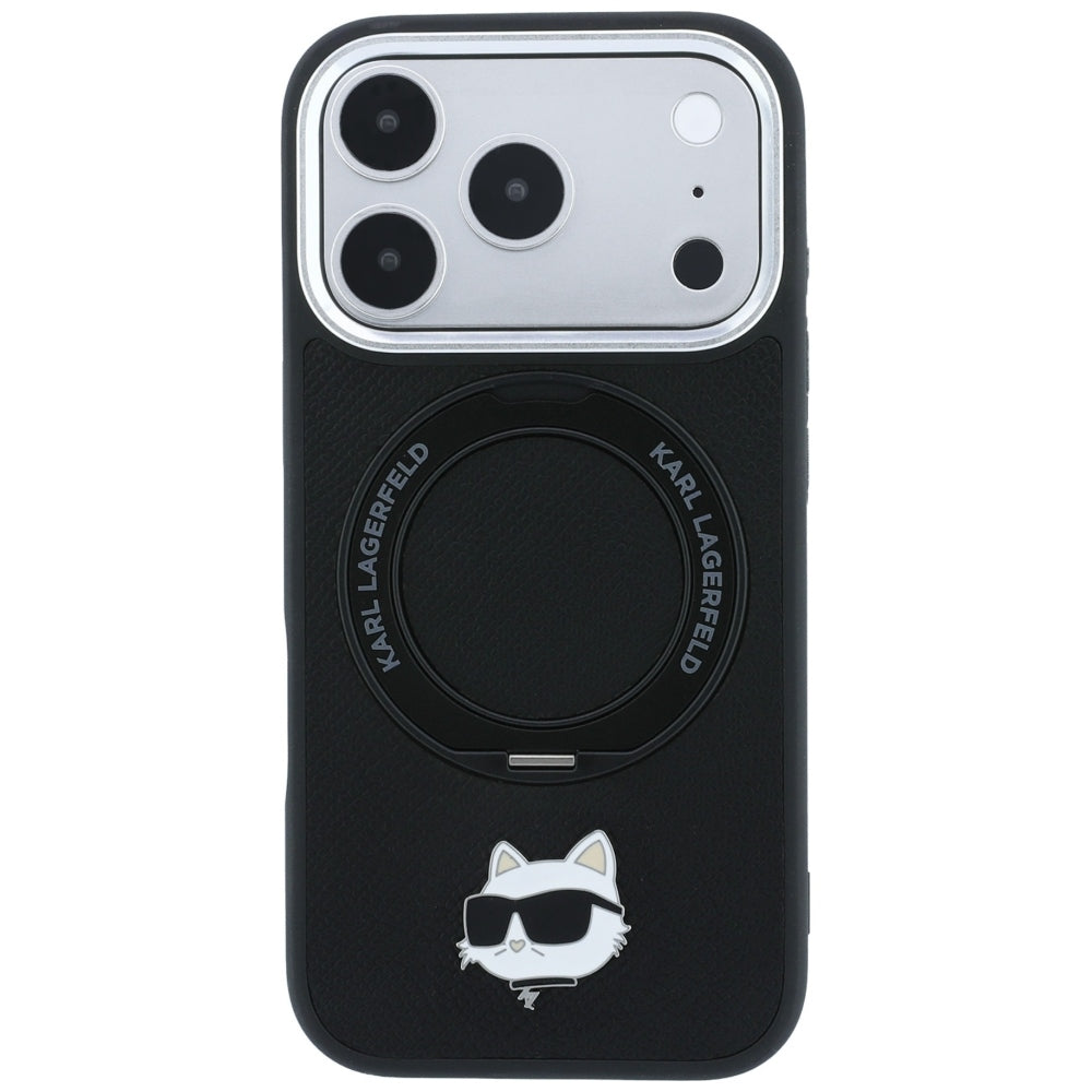MagSafe-deksel for Apple iPhone 18 Pro / 17 Pro, Karl Lagerfeld, Ring Stand 360 Choupette Pin, Svart