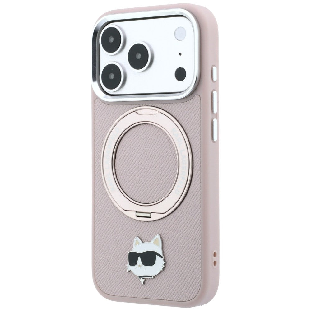 MagSafe-deksel til Apple iPhone 18 Pro / 17 Pro, Karl Lagerfeld, Ring Stand 360 Choupette Pin, rosa