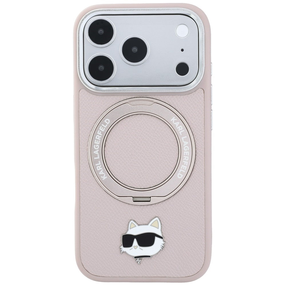 MagSafe-deksel til Apple iPhone 18 Pro / 17 Pro, Karl Lagerfeld, Ring Stand 360 Choupette Pin, rosa