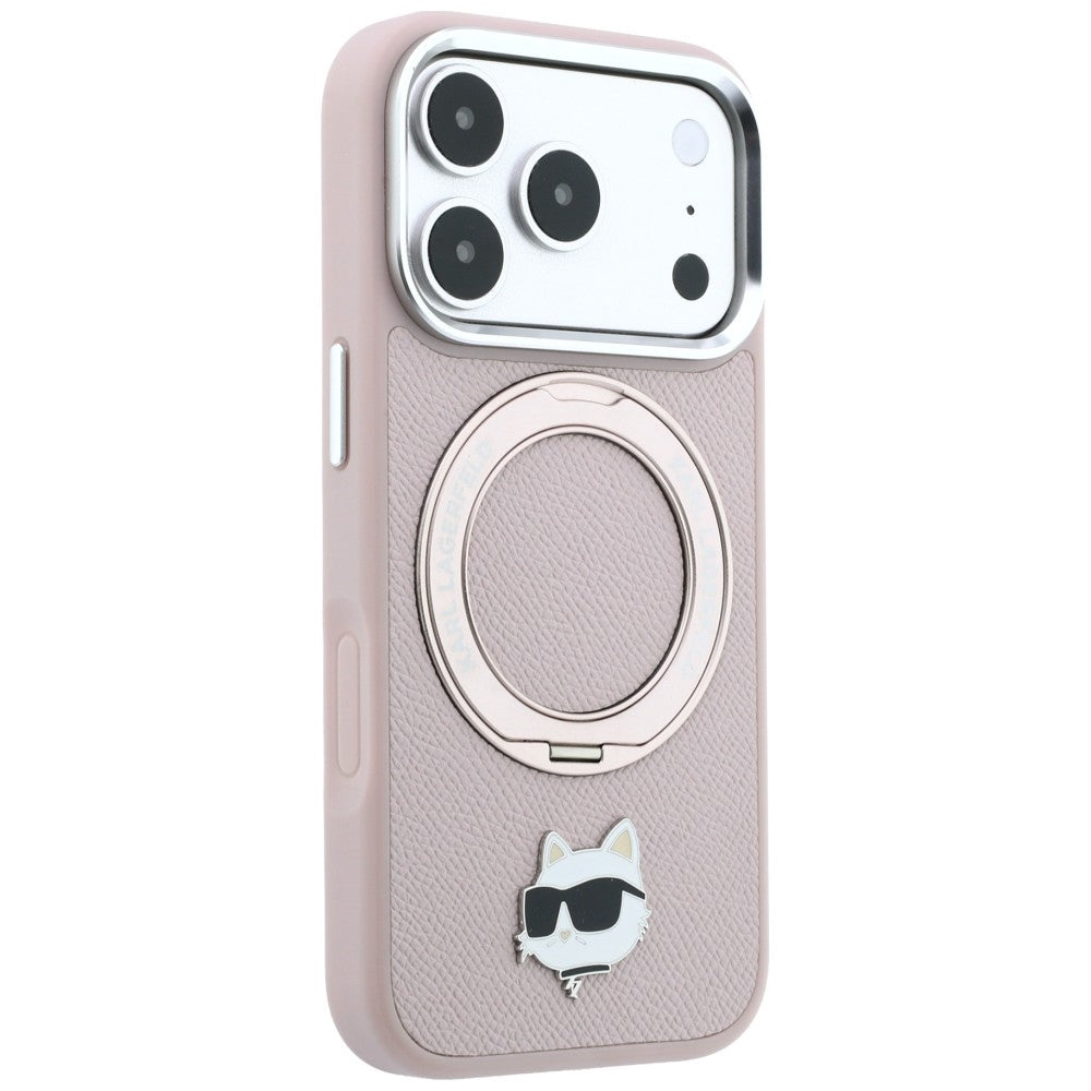 MagSafe-deksel til Apple iPhone 18 Pro / 17 Pro, Karl Lagerfeld, Ring Stand 360 Choupette Pin, rosa