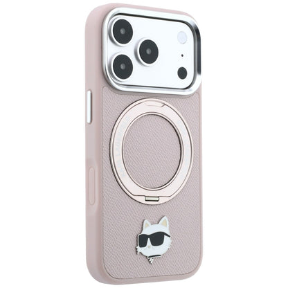 MagSafe-deksel til Apple iPhone 18 Pro / 17 Pro, Karl Lagerfeld, Ring Stand 360 Choupette Pin, rosa
