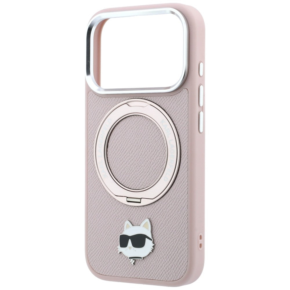 MagSafe-deksel til Apple iPhone 18 Pro / 17 Pro, Karl Lagerfeld, Ring Stand 360 Choupette Pin, rosa