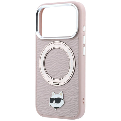MagSafe-deksel til Apple iPhone 18 Pro / 17 Pro, Karl Lagerfeld, Ring Stand 360 Choupette Pin, rosa