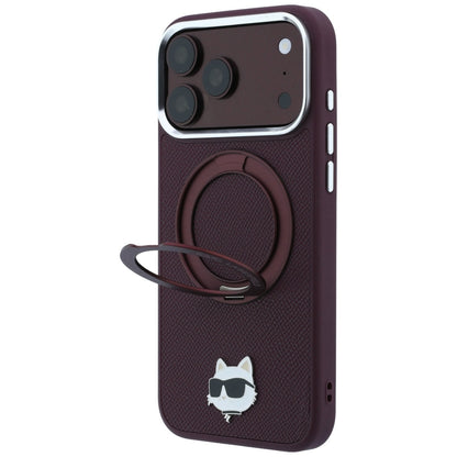 MagSafe-deksel for Apple iPhone 18 Pro / 17 Pro, Karl Lagerfeld, Ring Stand 360 Choupette Pin, Burgunder