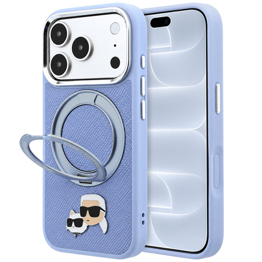 MagSafe-deksel for Apple iPhone 18 Pro / 17 Pro, Karl Lagerfeld, Ring Stand 360 Karl & Choupette Pin, Bleu