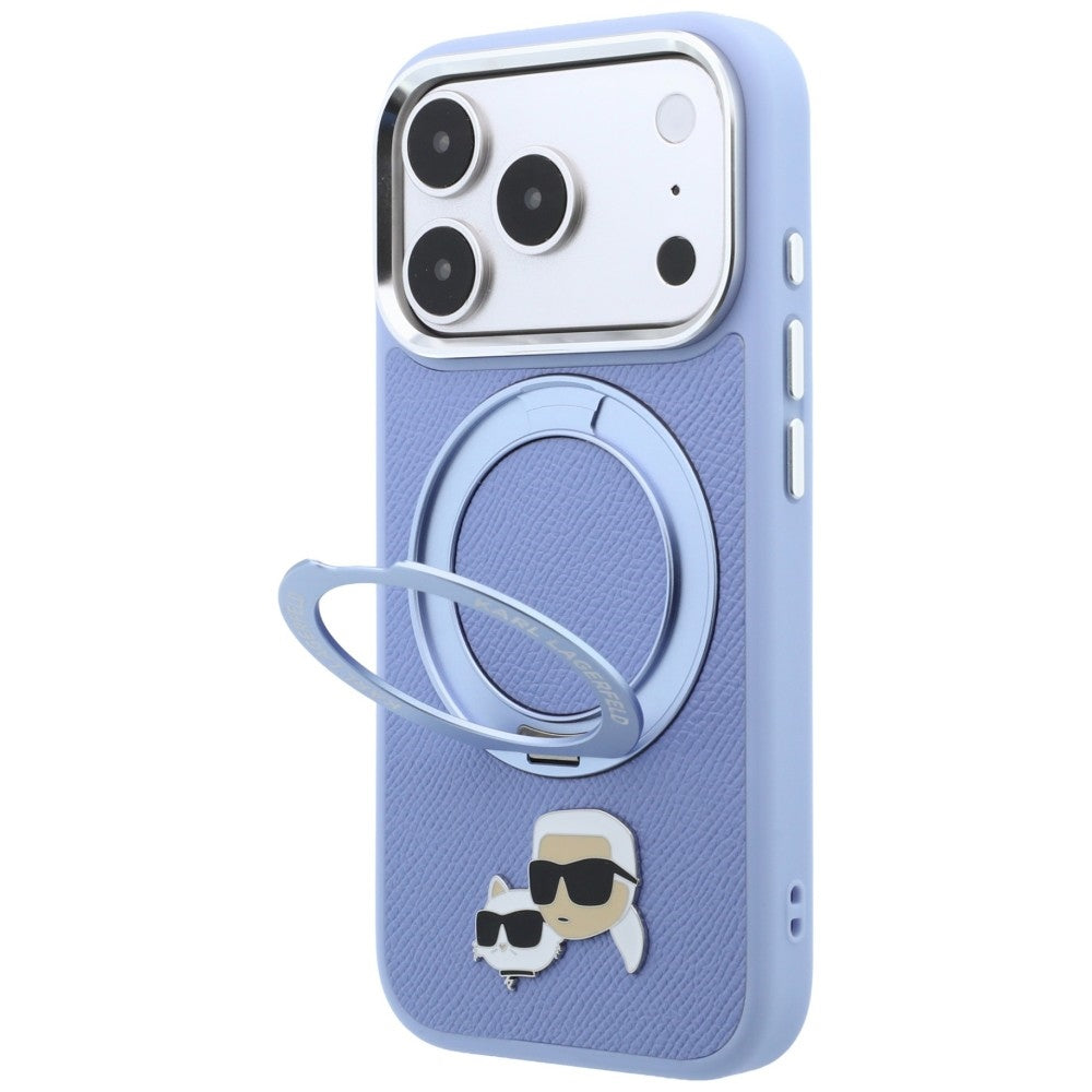 MagSafe-deksel for Apple iPhone 18 Pro / 17 Pro, Karl Lagerfeld, Ring Stand 360 Karl & Choupette Pin, Bleu