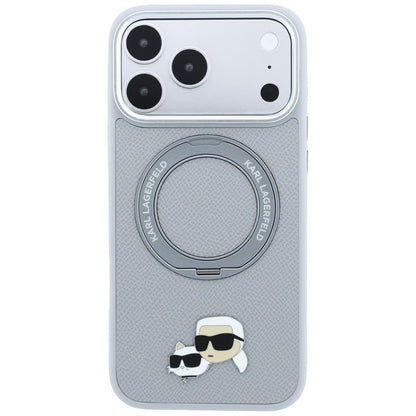 MagSafe-deksel til Apple iPhone 18 Pro / 17 Pro, Karl Lagerfeld, Ring Stand 360 Karl & Choupette Pin, grå